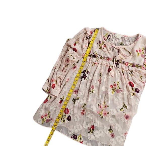 Kate Spade New York In Bloom Chiffon Blouse, Sheer, Floral, Silk Cotton Blend,XL - Picture 9 of 9